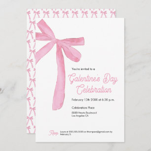 Pink Ribbon Bow Girly modern Galentine's day Invitation