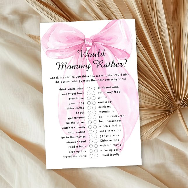 Pink Ribbon Bow Would Mummy Rather Baby Game (Creator Uploaded)