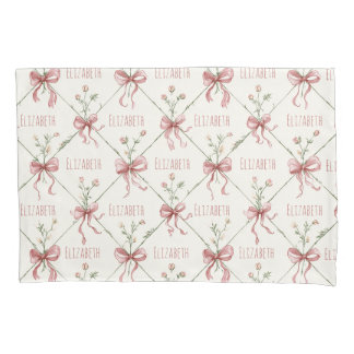 Pink Ribbon Bows Coquettes Personalised Pillowcase