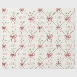 Pink Ribbon Bows Coquettes Personalized Wrapping Paper