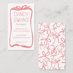 Pink Ribbon Bows Sweet Custom Feminine Cute Girly  Business Card
