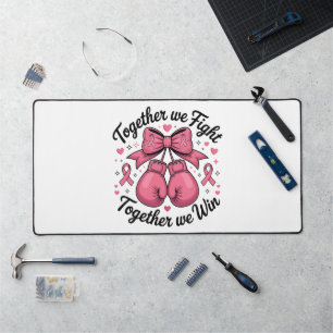 Pink Ribbon Boxing Gloves Breast Cancer Awareness Desk Mat