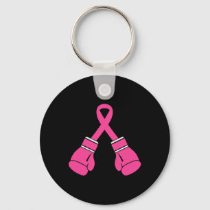 Pink Ribbon Boxing Gloves Breast Cancer Awareness Key Ring