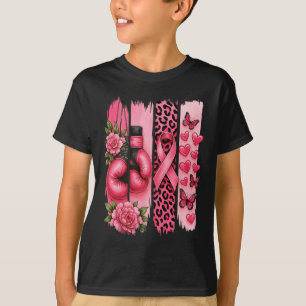 Pink Ribbon Boxing Gloves Leopard Breast Cancer Aw T-Shirt