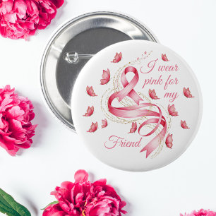 Pink Ribbon Breast Cancer Awareness 6 Cm Round Badge