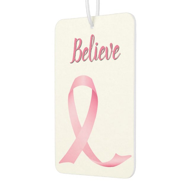 Pink Ribbon Breast Cancer Awareness Car Air Freshener (Left)