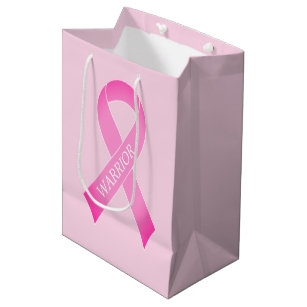 Pink ribbon breast cancer awareness custom warrior medium gift bag