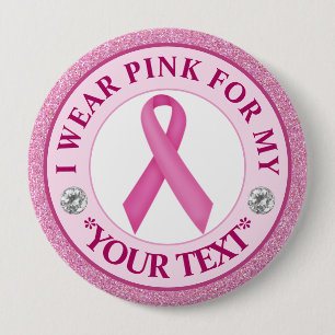 Pink Ribbon Breast Cancer Awareness Design 10 Cm Round Badge