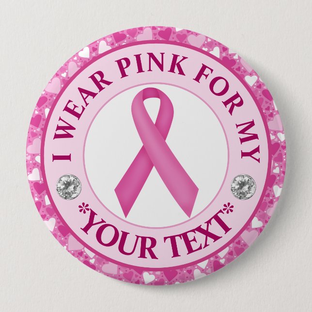 Pink Ribbon Breast Cancer Awareness Design 10 Cm Round Badge (Front)