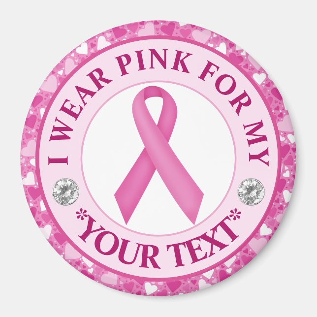 Pink Ribbon Breast Cancer Awareness Design Magnet (Front)