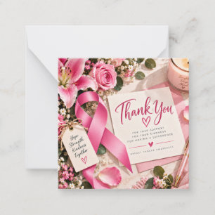 Pink Ribbon Breast Cancer Awareness Floral Card