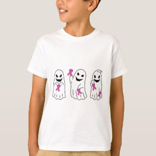Pink Ribbon Breast Cancer Awareness Ghost Women Ki T-Shirt