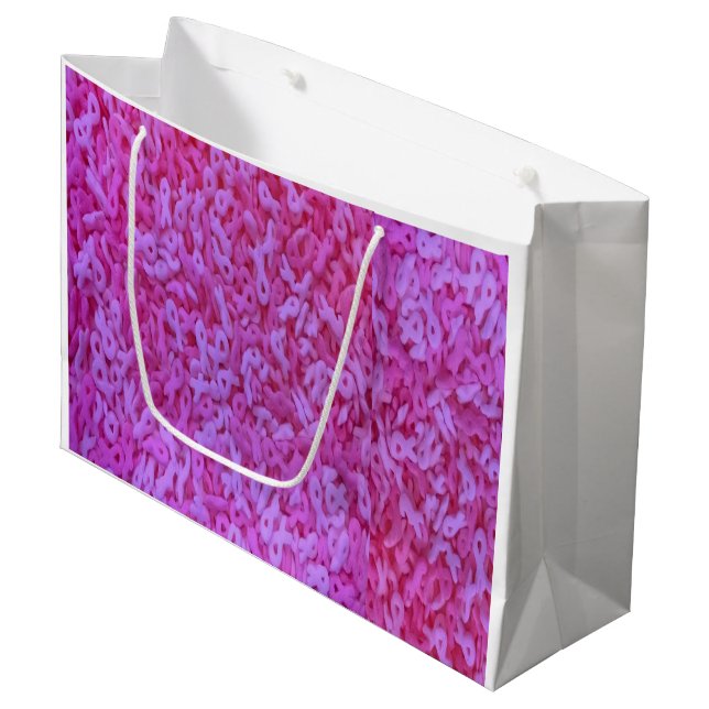 Pink Ribbon Breast Cancer Awareness Large Gift Bag (Front Angled)