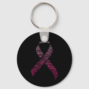 Pink Ribbon Breast Cancer Awareness Montage Men Wo Key Ring