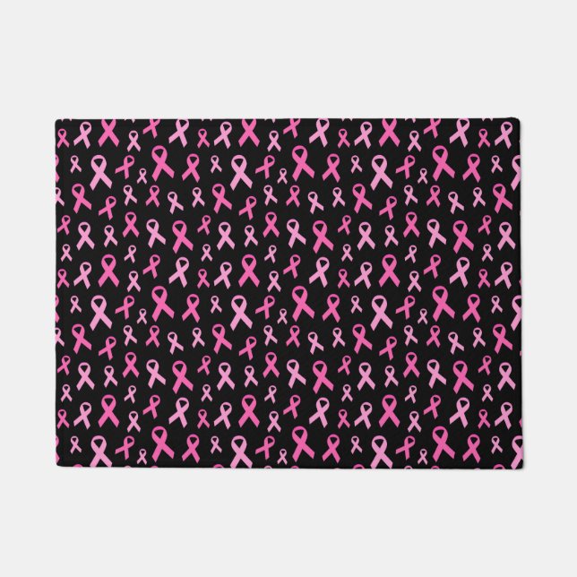 Pink Ribbon Breast Cancer Awareness Pattern Doormat (Front)