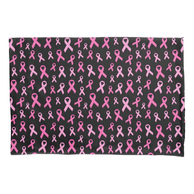 Pink Ribbon Breast Cancer Awareness Pattern Pillowcase (Front)