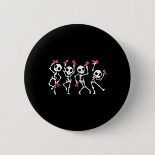 Pink Ribbon Breast Cancer Awareness Skeleton 6 Cm Round Badge