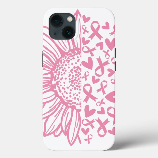 Pink Ribbon Breast Cancer Awareness Sunflower Case-Mate iPhone Case (Back)
