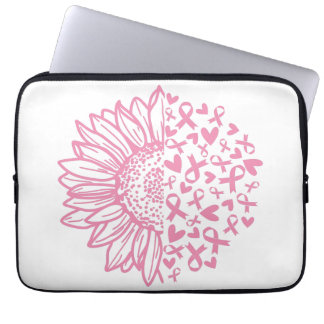 Pink Ribbon Breast Cancer Awareness Sunflower Laptop Sleeve