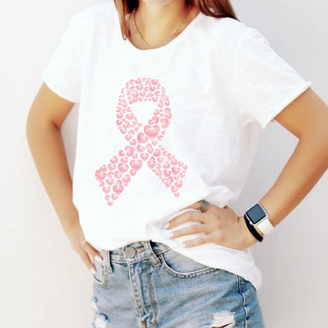 Pink Ribbon Breast Cancer Awareness T-Shirt Tri-Blend Shirt (Creator Uploaded)