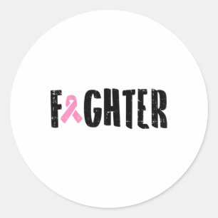 Pink Ribbon Breast Cancer Awareness Warrior Gift Classic Round Sticker