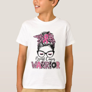 Pink Ribbon Breast Cancer Awareness Warrior Messy T-Shirt