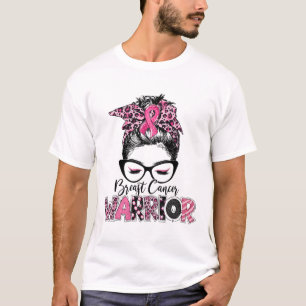 Pink Ribbon Breast Cancer Awareness Warrior Messy  T-Shirt