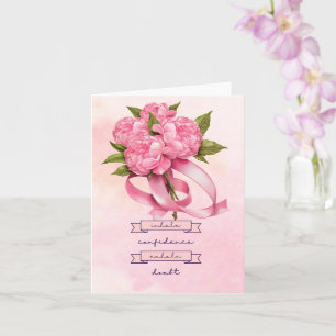 Pink Ribbon  Breast Cancer Awareness with flowers Card