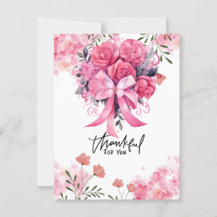 Pink Ribbon Breast cancer Awareness with Flowers Postcard