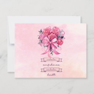 Pink Ribbon  Breast Cancer Awareness with flowers Postcard