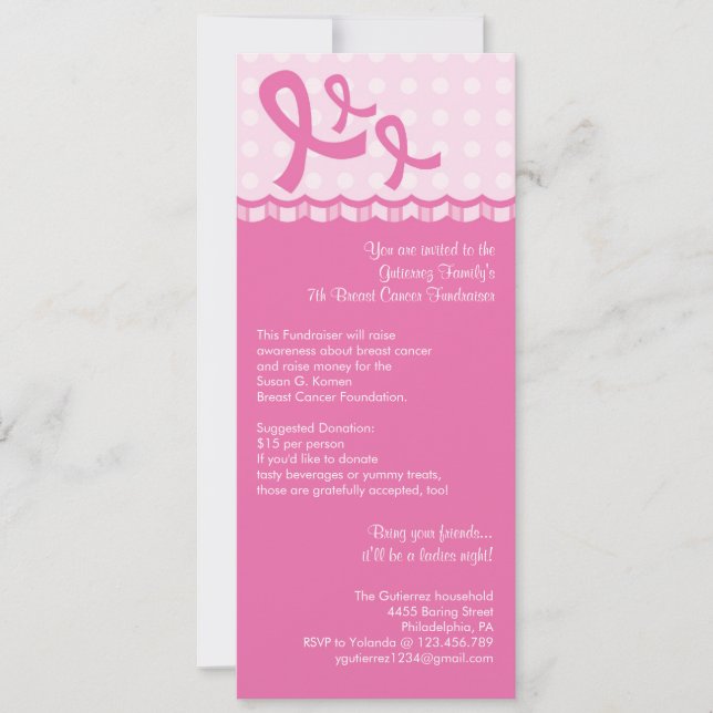 Pink Ribbon Breast Cancer Event Invitation (Front)
