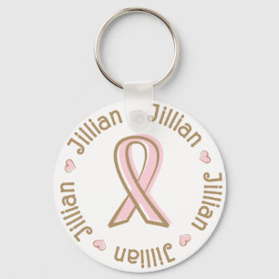 Pink Ribbon Breast Cancer Name Jillian Key Ring