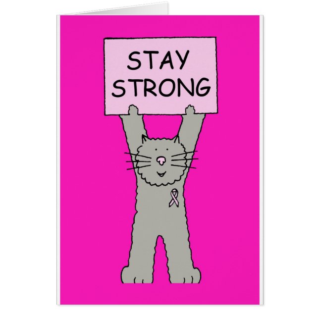 Pink Ribbon Breast Cancer Stay Strong Cat (Front)