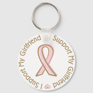 Pink Ribbon Breast Cancer Support Girlfriend Key Ring