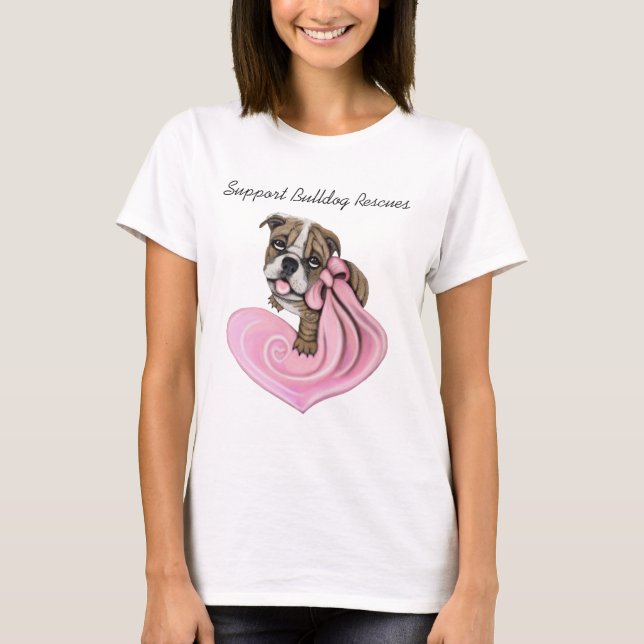 Pink Ribbon Bulldog Puppy Sample Charity Shirts (Front)