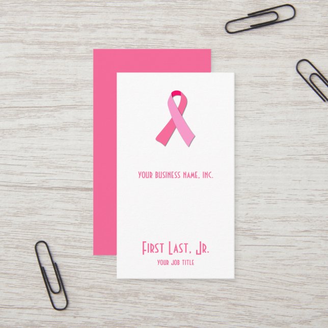 Pink Ribbon Business Card (Front/Back In Situ)