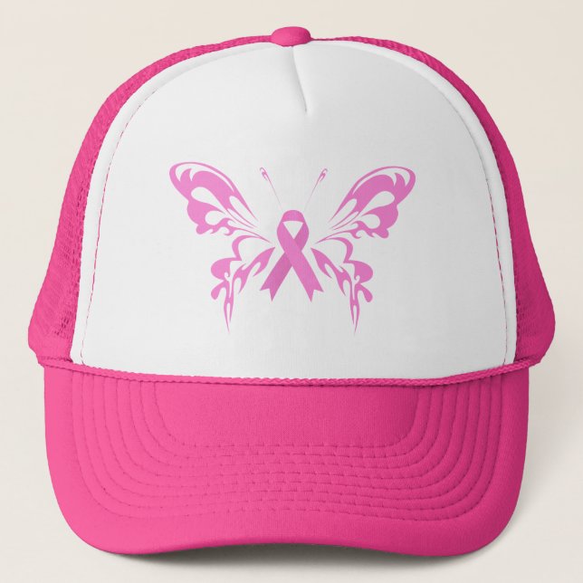 Pink Ribbon Butterfly Breast Cancer | Hat (Front)