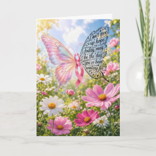 Pink Ribbon Butterfly with Inspiring Quote Card