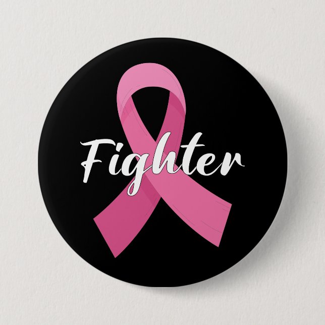 Pink Ribbon Cancer Awareness Breast Cancer Fighter 7.5 Cm Round Badge (Front)