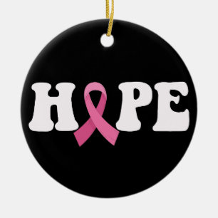 Pink Ribbon Cancer Awareness Breast Cancer Hope  Ceramic Tree Decoration