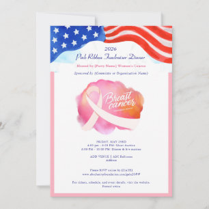 Pink Ribbon Cancer Awareness Month Flag Fundraiser Invitation