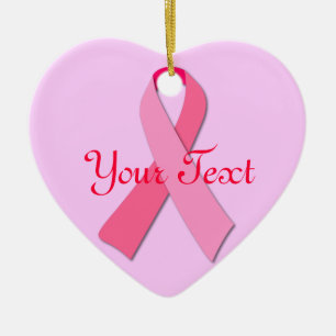 Pink Ribbon Ceramic Ornament