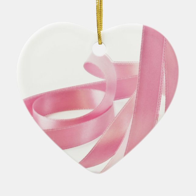 Pink Ribbon Ceramic Tree Decoration (Front)