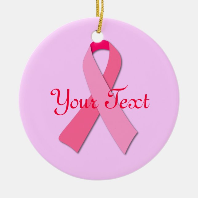 Pink Ribbon Ceramic Tree Decoration (Front)
