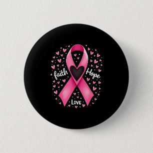 Pink Ribbon Christian Faith Hope Love Breast Cance 6 Cm Round Badge