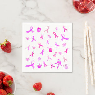 Pink Ribbon Christmas Napkin
