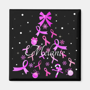 Pink Ribbon Christmas Tree Magnet