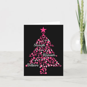 Pink Ribbon Christmas Tree Ornaments Breast Cancer Card