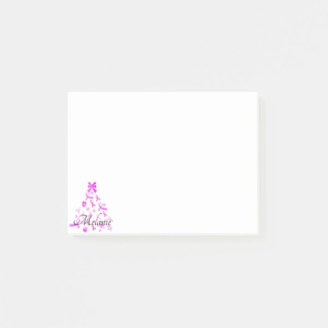 Pink Ribbon Christmas Tree Post-it Notes (Front)