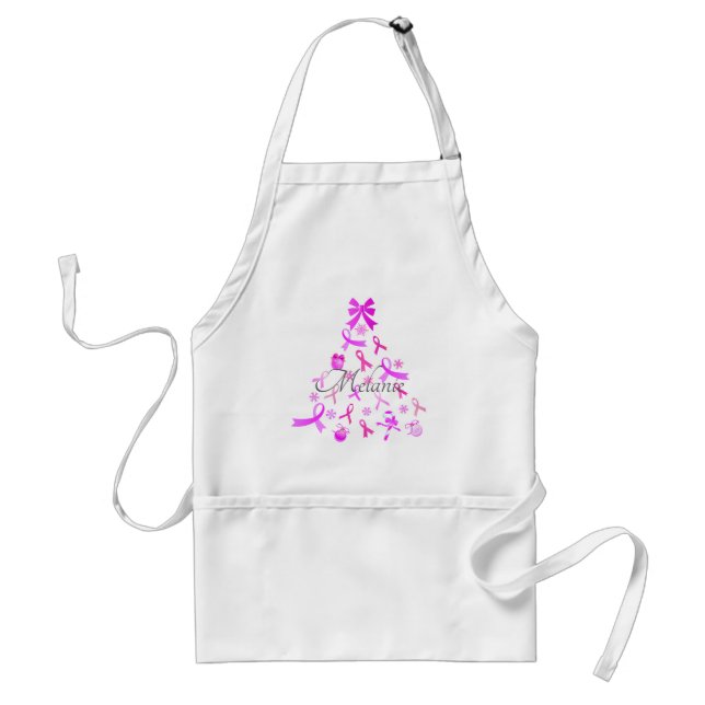 Pink Ribbon Christmas Tree Standard Apron (Front)